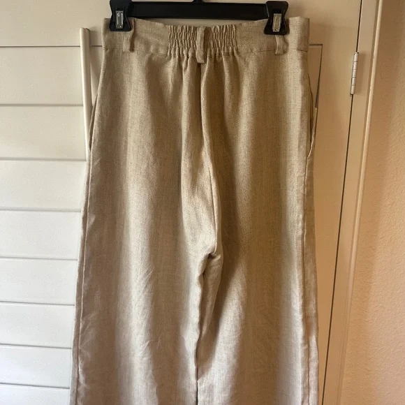 FAITHFULL THE BRAND NEW Ida Linen Wide Leg Pants Natural 6 M - Picture 8 of 10